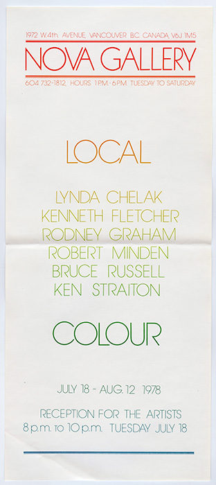 Nova Gallery, Local Colour exhibition poster, July 18 - August 12, 1978, Courtesy of Paul Wong
