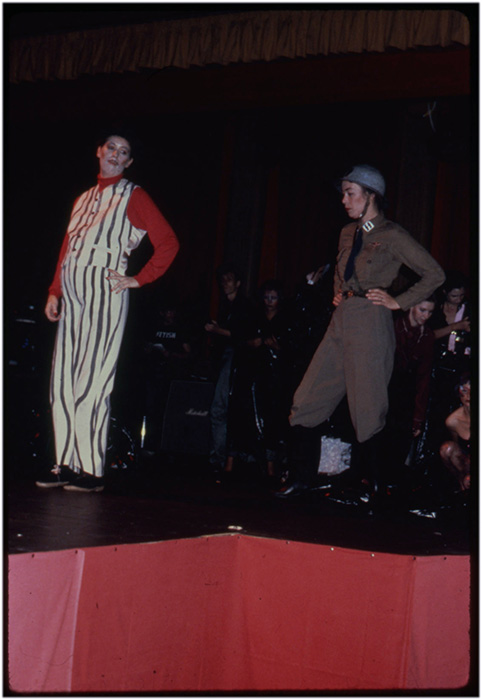 Annastacia McDonald (right) as S.S. Girl at the Living Arts Performance Festival, 1979, Courtesy of Paul Wong